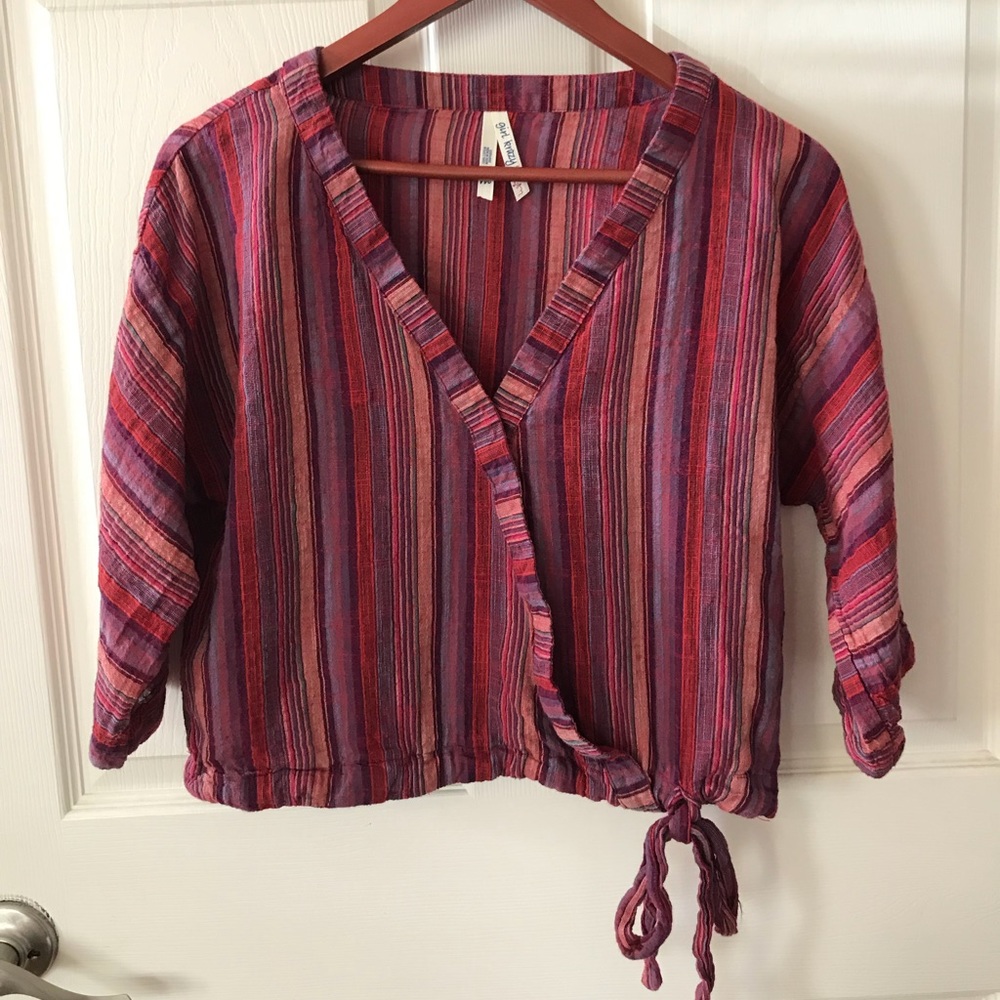 Red cropped wrap top